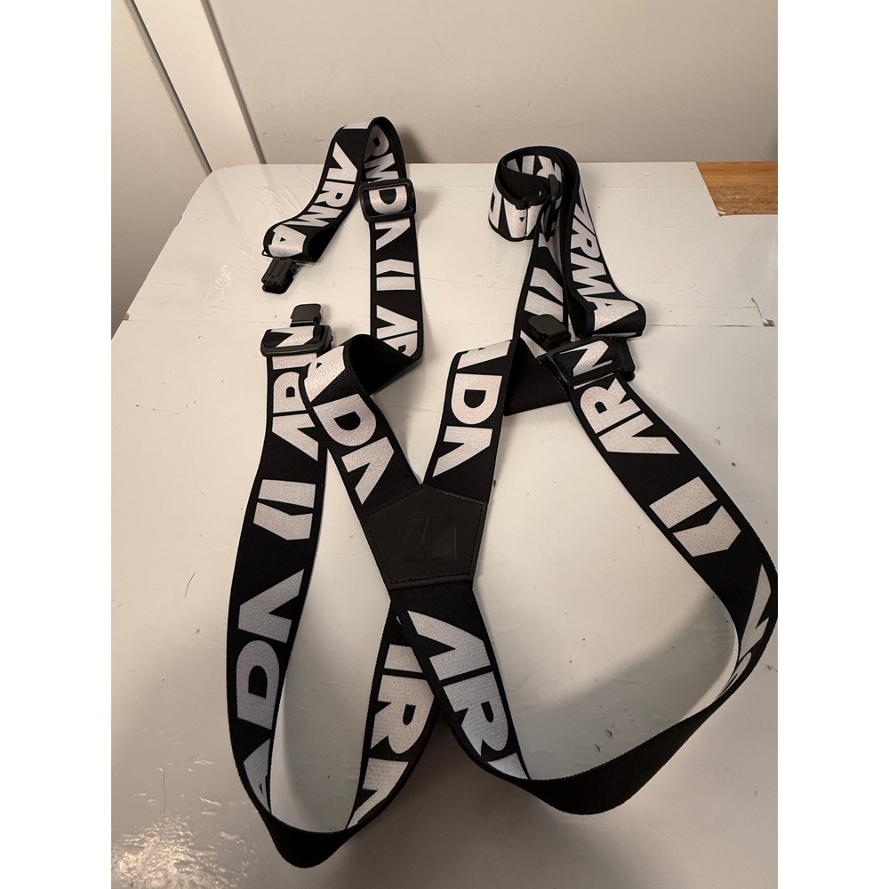 Armada Stage Suspenders Braces Black White X-Back Elastic Clip